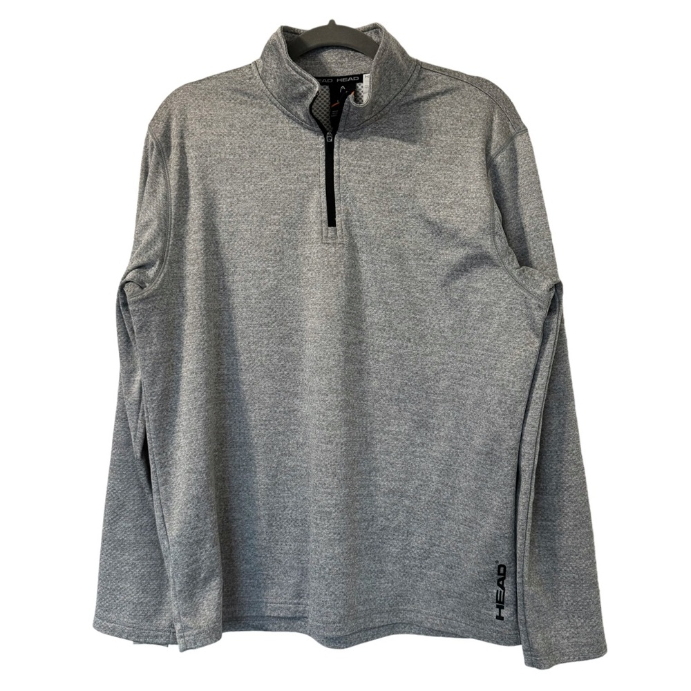 Head Men’s Sweater‎ Large 1/4 Zip Pullover Mock Neck Athletic Fit Gray